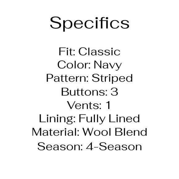 Jos. A. Bank 44S Navy Blazer Sport Coat Jacket 3-Button Stripe Y054 - Picture 4 of 11